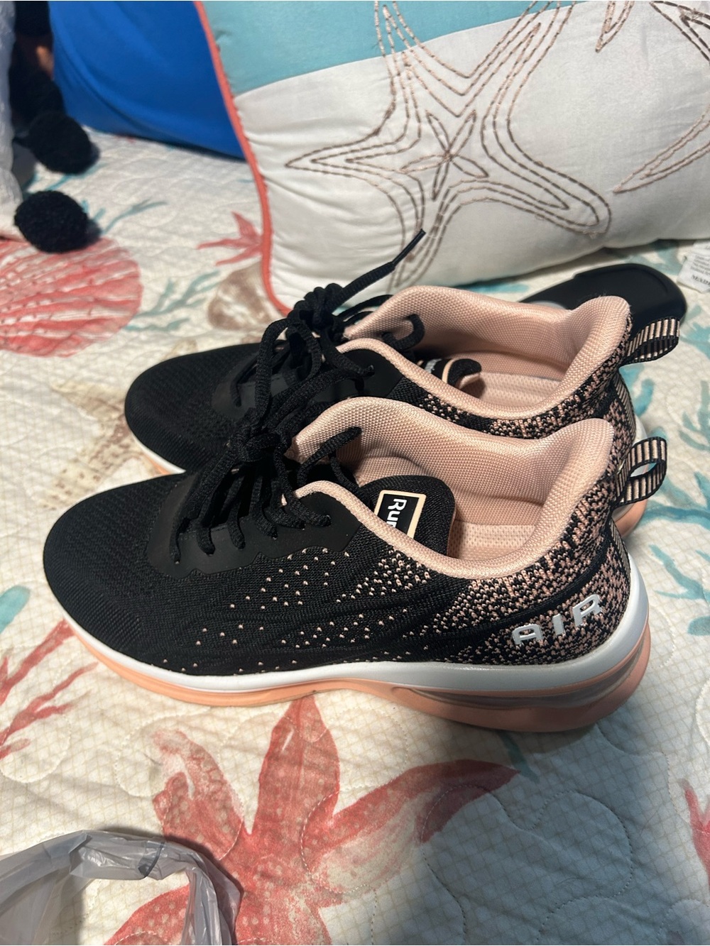 Women's Black and Pink Air Athletic Sneakers